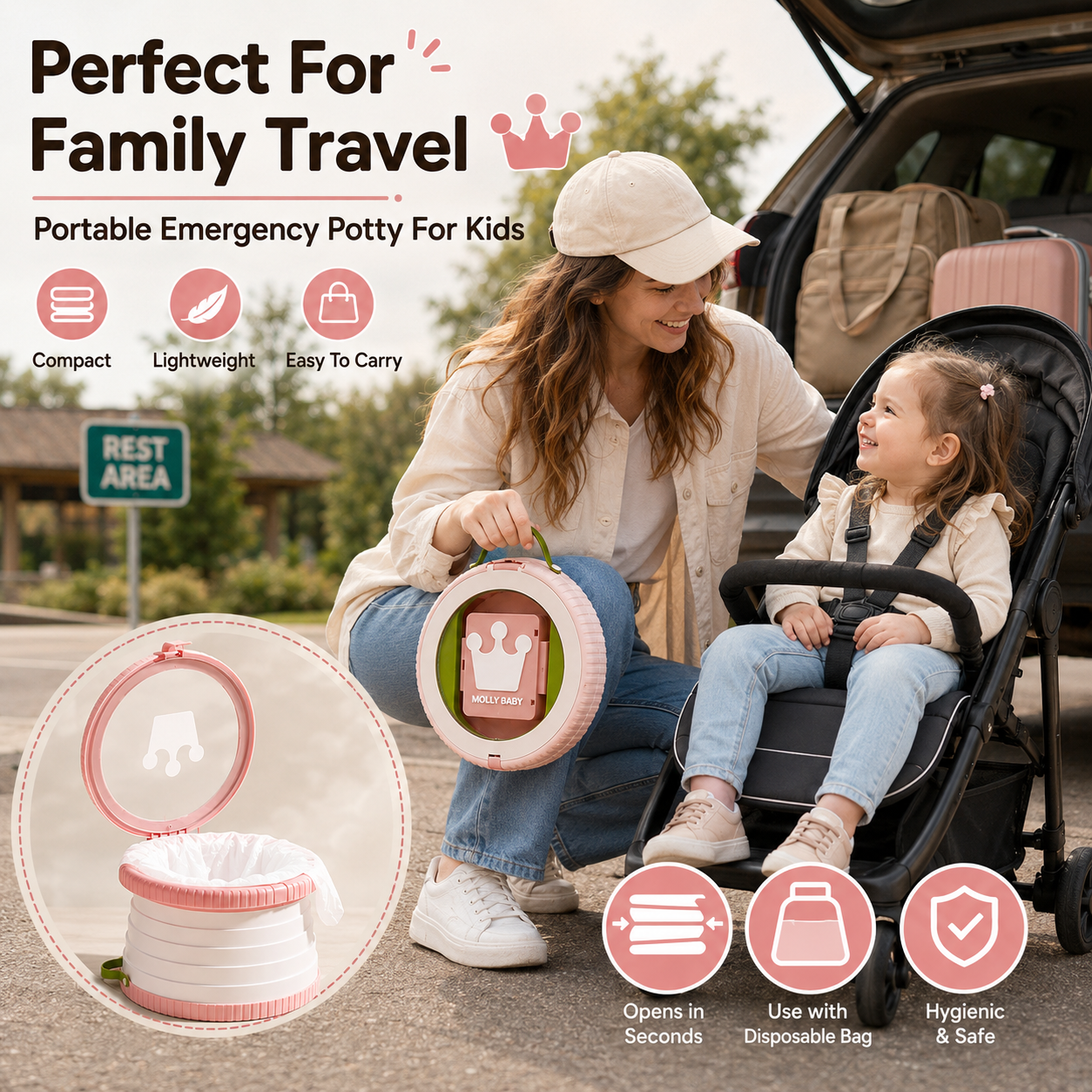 Baby Food Warmer Portable - Portable Folding Travel Potty Kids Emergency