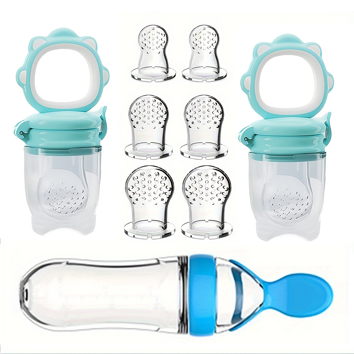 Baby Food Jars - 9pcs Feeding Cutlery: 1 Silicone Feeding