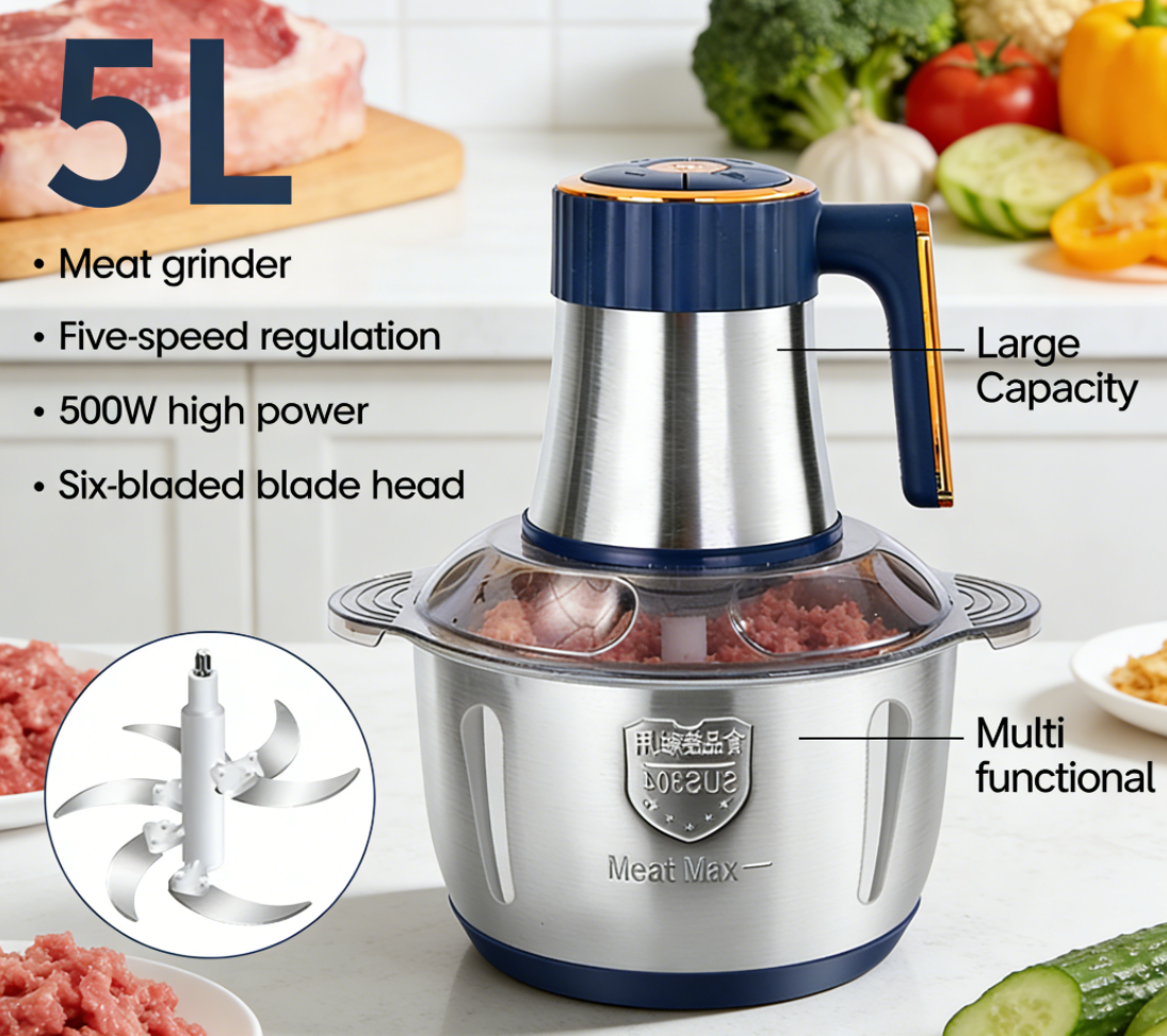 Baby Food Chopper - High-grade 5L 304 Stainless Steel Electric