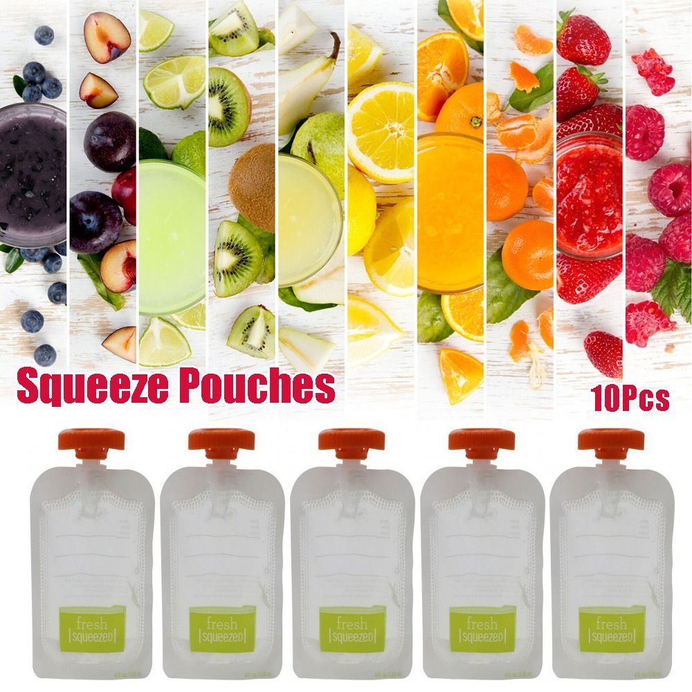10Pcs Manual Fruit Puree Baby  - Baby Food Pouches Reusable ulasan dan harga